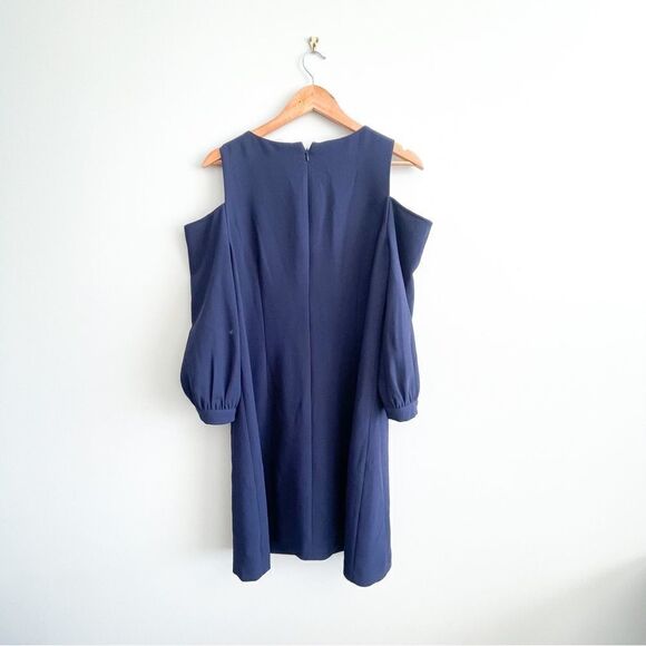 Eliza J Dress Cold Shoulder Navy Blue Back Zip Women's Plus Size 14 - Picture 2 of 12